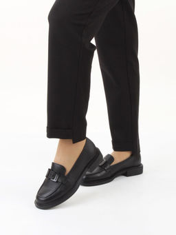 03-DEB57-1 BLACK Лоферы женские (натуральная кожа)