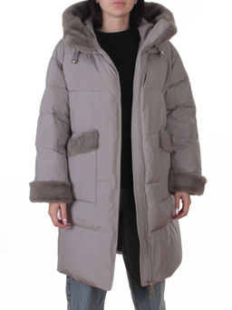 6093 GRAY Куртка зимняя женская оверсайз (200 гр. холлофайбер)