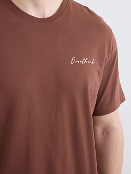 Bisiklet Yaka Bask?l? Penye Erkek Ti??rt