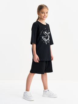 Черная футболка для девочки с принтом - Kogankids фото 15
