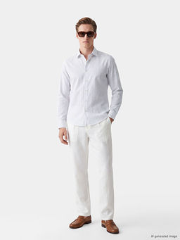 Slim Fit ?izgili Erkek G?mlek