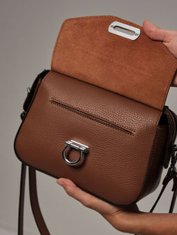 Сумка кожаная через плечо Azaro 3684 темный орех