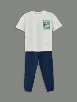 Bisiklet Yaka Erkek ?ocuk Ti??rt ve E?ofman Alt 2li