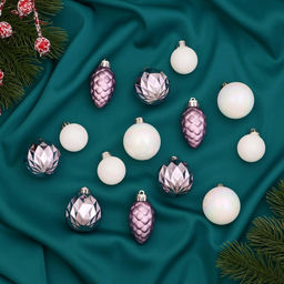 Ёлочные игрушки Изабель шишки, набор 21 шт., d=3 и 4.5 см, белый/сиреневый - Зимнее волшебство фото 2