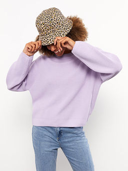 Bisiklet Yaka D?z Uzun Kollu Kad?n Triko Kazak