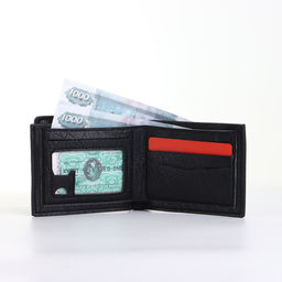 Портмоне мужское, с картхолдером, без застёжки, чёрное