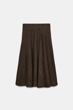 ZW COLLECTION WOOL HOUNDSTOOTH LAYERED SKIRT - Zara фото 7