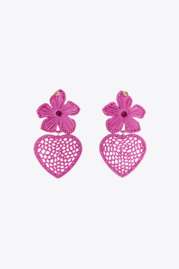 RAFFIA FLOWER AND HEART EARRINGS - Zara фото 5