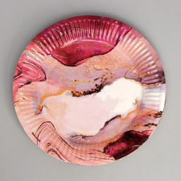 Набор бумажной посуды Розовый мрамор, 6 тарелок, 6 стаканов - Страна карнавалия фото 3