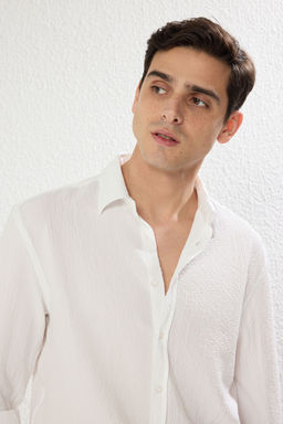 TRENDYOL MAN Siyah Regular Fit Uzun Kollu Salas Dokumlu Mevsimlik Gomlek TMNSS25GO00008 - Trendyolmilla фото 2