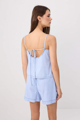 A__k Mavi Ask_l_ Crop Denim Bluz TWOSS26BZ00831