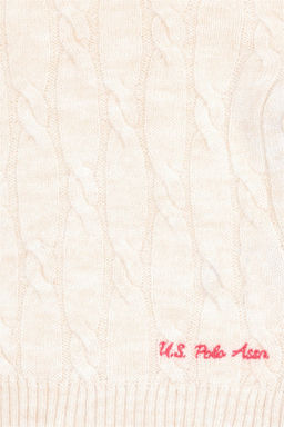 Кремовый меланжевый свитер для девочки - U.s. polo assn фото 4