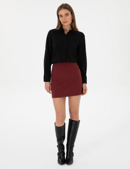 Bordo A Kesim Dokuma Etek - Pierre cardin фото 3