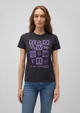 Kelebek Bask?l? Antrasit Tisort - Mavi фото 3