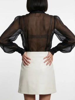 Юбка на запах из эко-кожи, молочный (OD-1003-3)