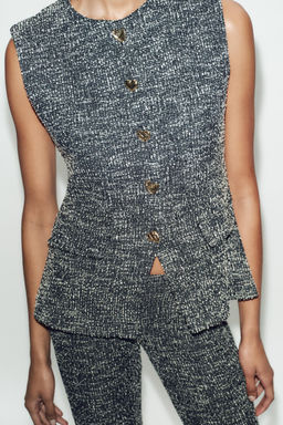 TEXTURED BUTTONED WAISTCOAT TOP - Zara фото 3