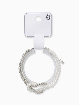 Браслет жемчужный "Узел", цвет белый в серебре 17+5см, бусина 6