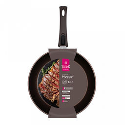 Сковорода с антипригарным покрытием д28см Hygge, h5,3см, s3,3мм, дно д22,7см, s3,8мм, кованый алюминий, съемная бакелитовая ручка с покрытием soft-touch, молочный/коричневый, TalleR (Китай) Подходит для всех видов плит, включая индукционную. - Домашняя мода фото 8