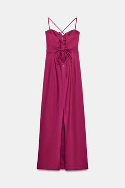 STRAPPY LINEN BLEND MIDI DRESS - Zara фото 8