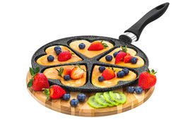 Сковорода для оладий 26 см ГАРМОНИЯ ВКУСА "Черный мрамор" сердце н/р, 48*27*5,5 см.