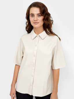 Женский жакет из экокожи молочного цвета молочный 172074 - Mark formelle фото 2