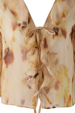 Sar?-Cok Renkli Sifon Transparan F?rf?rl? Desenli Dokuma Bluz TWOAW26BZ00094 - Trendyolmilla фото 6