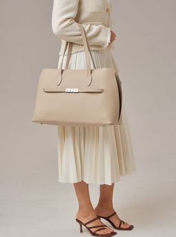 Кожаная сумка Bossy DBR 31382 бежевая пудра  фото 8