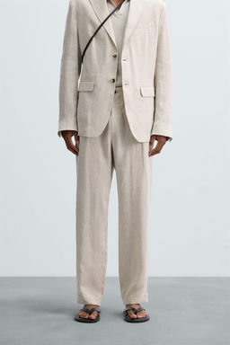 100% LINEN SUIT TROUSERS - Zara фото 12