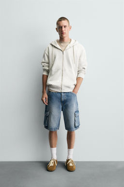 DENIM CARGO BERMUDA SHORTS