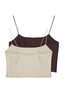 TRENDYOLMILLA Kahverengi-Bej 2li Paket Pamuklu Spagetti Ask?l? Crop Esnek Orme Atlet TWOSS21AL0196 фото 41