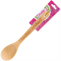 Цена за 5 шт. Ложка бамбуковая 30*6см "Готовлю с любовью" Селфи