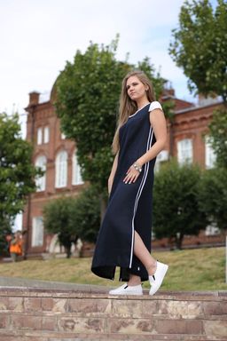 Платье 100% лен 022 темно-синий - Новый лен фото 3