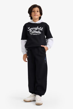 Kap__onlu Bask_l_ __i Yumu_ak T_yl_ Sweatshirt Erkek _ocuk - Defacto фото 2