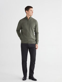 Fermuarl? Dik Yaka Erkek Triko Kazak