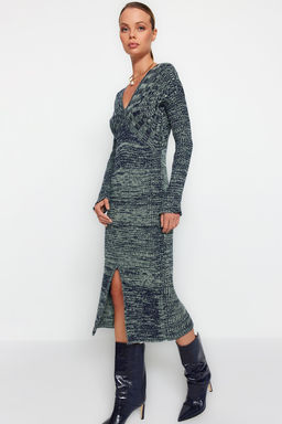 TRENDYOLMILLA Siyah Midi Triko Degrade Elbise TWOAW24EL00016 фото 11