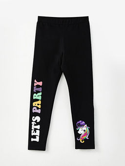 Bisiklet Yaka Bask?l? Uzun Kollu K?z ?ocuk Sweatshirt Tayt ve Ta? - Waikiki фото 3