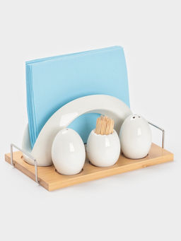 Набор для специй BellaTenero Бергамо, 4 предмета, на подставке, керамика, белый  фото 2