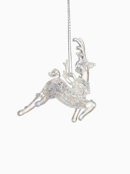 Ёлочная игрушка Зимнее волшебство. Олень резной, 10.512 см, прозрачный перламутр  фото 11