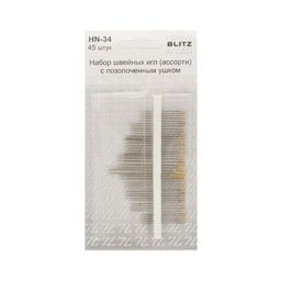 Иглы для шитья ручные BLITZ HN-34 для рукоделия в блистере 45 шт