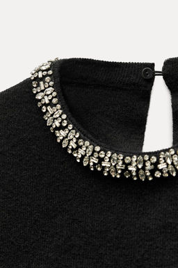 JEWELLED NECK KNIT SWEATER - Zara фото 5