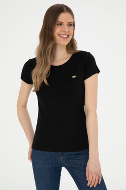 U. S. Polo Assn / Женская черная базовая футболка с круглым вырезом - U.s. polo assn фото 10