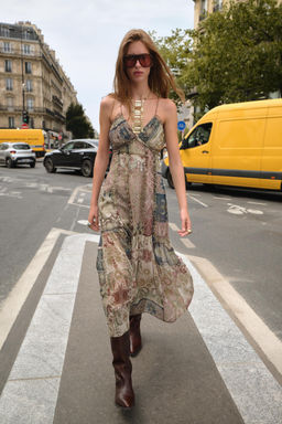 PATCHWORK PRINTED MIDI DRESS