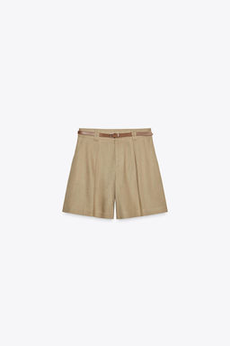 BERMUDA SHORTS WITH BELT IN A LINEN BLEND - Zara фото 4