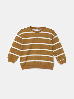 Bisiklet Yaka ?izgili Erkek Bebek Sweatshirt