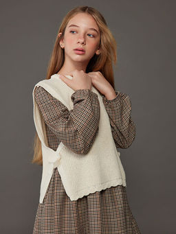 Ekose K?z ?ocuk Elbise ve S?veter