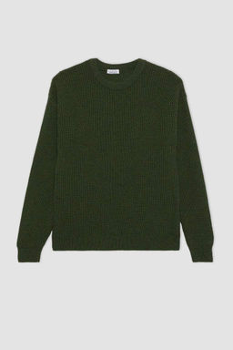 Трикотажный свитер обычного кроя с круглым вырезом - Defacto фото 7