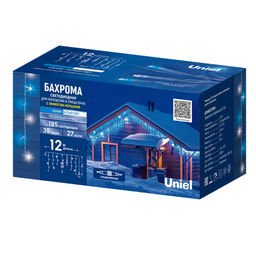 ULD-B12006-195/TTK BLUE-WHITE IP44 Бахрома светодиодная с эффектом мерцания, 12м. Соединяемая. 195 светодиодов. Синий и белый свет. Провод прозрачный. ТМ Uniel - Volpe фото 9