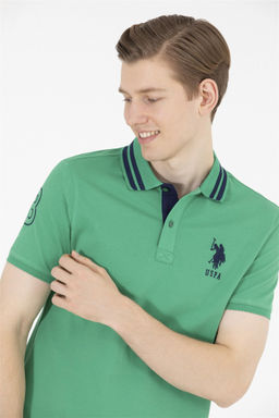 Мужская зеленая футболка с воротником поло Basic - U.s. polo assn фото 9