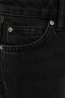 Siyah Yuksek Bel City Boy Denim Sort TWOSS23SR00199