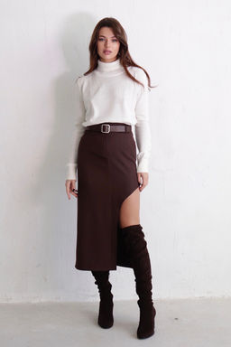 11591 Юбка с вырезом кофейная - Martichelli фото 6